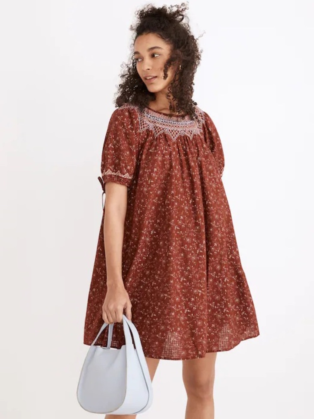 Madewell Embroidered Babydoll Dress Size M - Picture 2 of 6